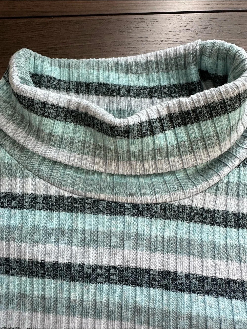 Maeve Anthropologie Puff Sleeve Blue Striped Turtleneck Pullover Top Sz Medium